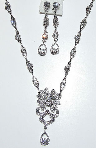 French Tiaras & Jewellery - Davina Necklace & Earrings 389 - from Wedding Accessories Boutique online Shop for Gillingham Kent