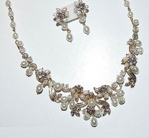 French Tiaras & Jewellery - Davina Necklace & Earrings 389 - from Wedding Accessories Boutique online Shop for Gravesend Kent