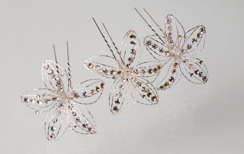 Canadian Tiaras & Jewellery - Crystal Lily Hairpins 9174JP - also available Matching Lily Necklace and Hair Comb  - Wedding / Special Occasions / Evening Wear Jewellery & Tiaras from the Wedding Accessories Boutique - Oxfordshire section